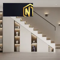 KỆ CẦU THANG NGỌC THỊNH GỖ CÔNG NGHIỆP & KÍNH